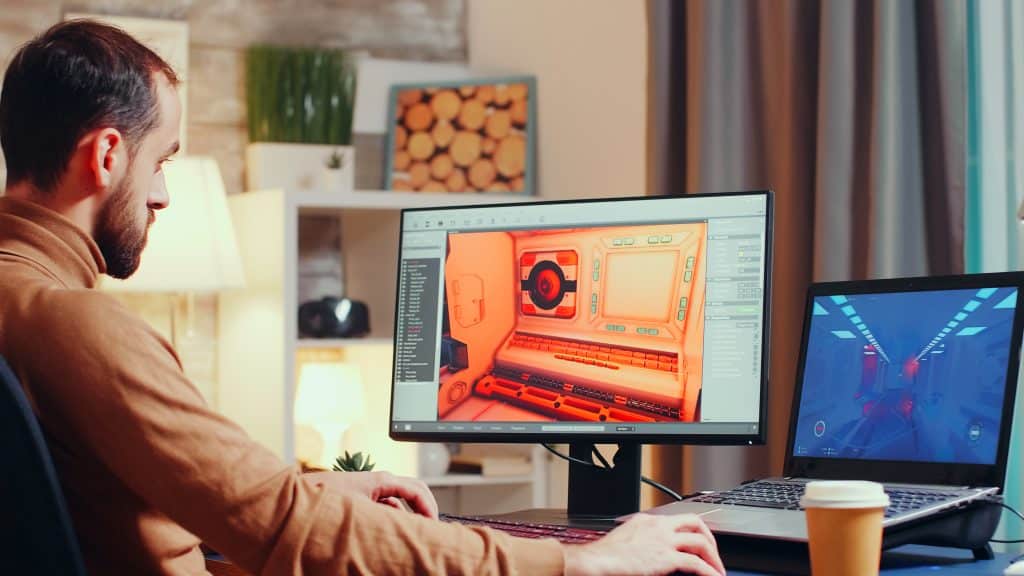 Jeune développeur de jeux utilisant Adobe